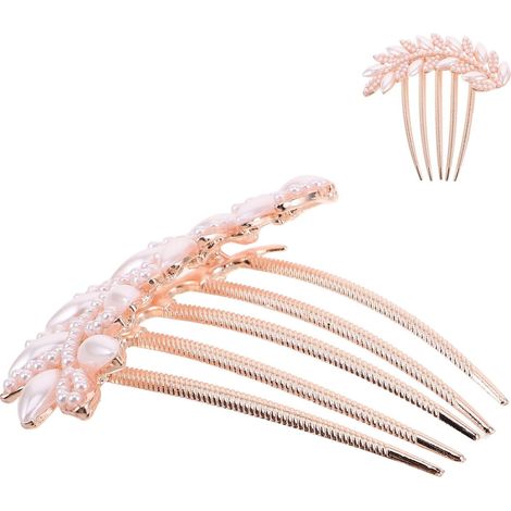 Pink Alloy Bridal Comb, Elegant Wedding Hair Accessory (1/5)