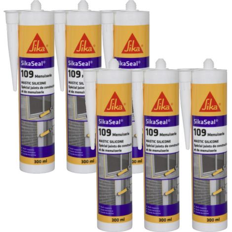 Juego de 6 selladores de silicona SIKA SikaSeal 109 para carpintería - Beige - 300ml