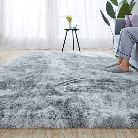 Tapis d'intérieur moelleux et doux de luxe, motif tie-dye en fausse fourrure, antidérapant, 50 x 80 cm (1/3)