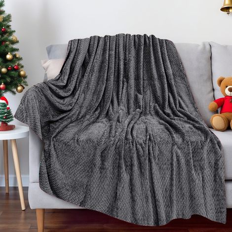 Couverture Jetable - Polaire Douce - 130 x 100 cm - Gris - Pour Canapé Lit Camping Intérieur Extérieur - 1 Pièce (1/5)
