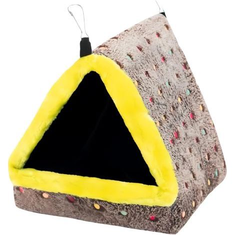 Lit d'oiseau pour cage, lit d'oiseau triangulaire en peluche pour l'hiver et l'automne, nid d'oiseaux thermique à suspendre pour perroquets de taille moyenne et grande (gris) (1/4)