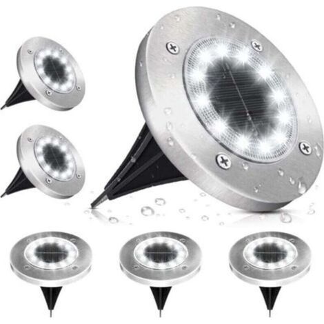 Luci solari da giardino, 12 faretti a LED da incasso a terra, luce bianca fredda 6000 K, impermeabili IP65, ideali per vialetti, patii, cortili e aree interrate – confezione da 6 (1/5)