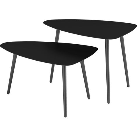 Table basse 2 personnes acier pare-temps noir motif géométrique