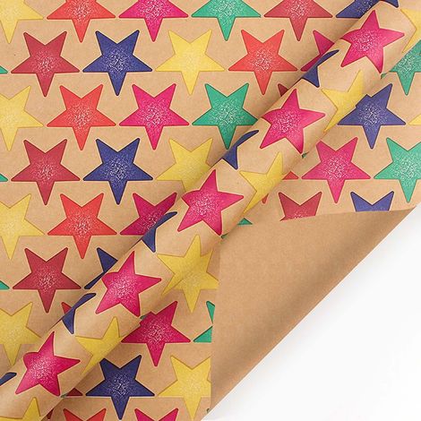 Wrapping Paper - 44 cm x 100 cm - Christmas Pentagram Pattern - Holiday Gift Wrap - 1 Piece (1/5)