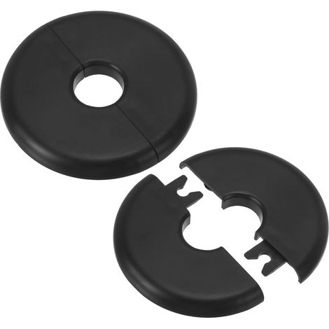 Plaque d'Écussons Auto-Adhésive Ronde en ABS 0.65"/16.5mm, 2pcs Couverture Murale pour Tuyau d'Eau, Cache Mitigeur Douche Boucles Rosace Robinet Chauffage Plomberie Mural, Noir (1/5)