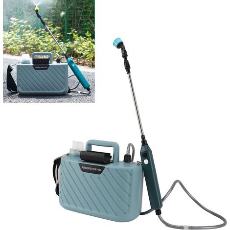 Kompaktes elektrisches Schultersprühgerät zum Versprühen von Pestiziden, Bewässern von Blumen, Desinfizieren und Gießen 5L wiederaufladbares tragbares Gartensprühgerät, blau. (1/5)