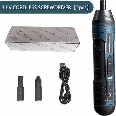 Tournevis électrique sans fil 3,6 V, poignée droite à couple réglable, outil de démontage multifonctionnel compact et rechargeable avec batterie au lithium et (1/5)