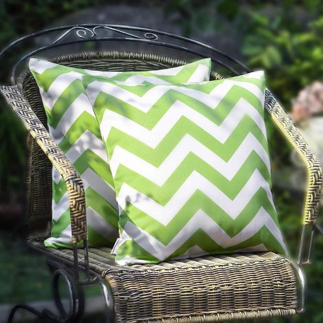 Lot de 2 housses de coussin décoratives d'extérieur imperméables, carrées, 45 x 45 cm, noires, pour canapé, terrasse ou jardin. (1/4)
