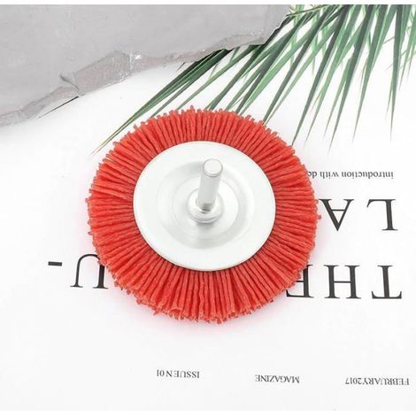 Brosse Circulaire - Nylon 75 mm - Tige 6 mm - Grain 80 - Pour Préparation de Surface Métal Bois Plastique - Lot de 2 (1/5)