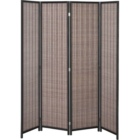 Paravent bois 4 panneaux 180 x 180 cm marron séparateur pliant