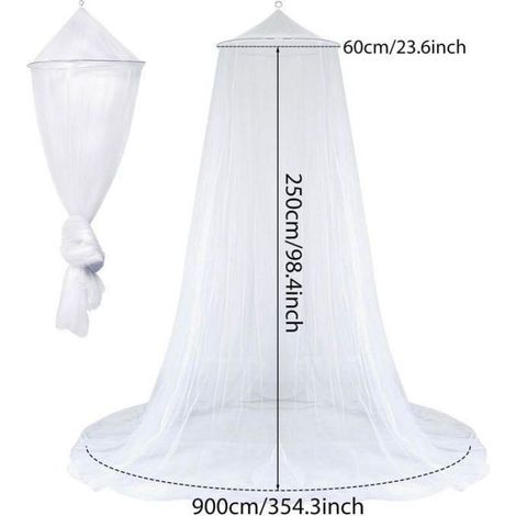 Weißes Moskitonetz für Betten, 60 x 250 x 900 cm, feinmaschiges Polyester-Bettbaldachin für Doppel- und Einzelbetten (1/5)