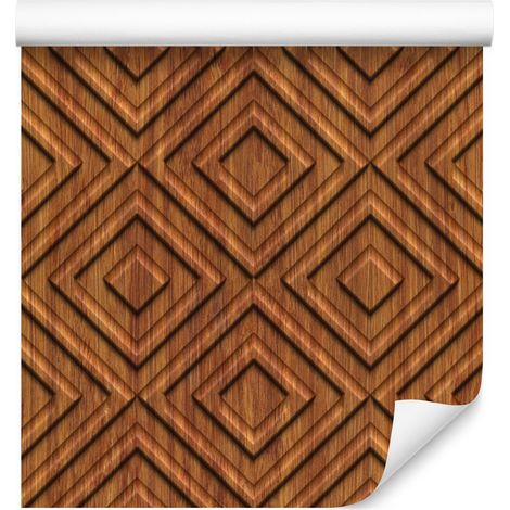 Papier peint imitation bois à motif géométrique rétro pour salon et chambre 50x1000 cm (1/5)