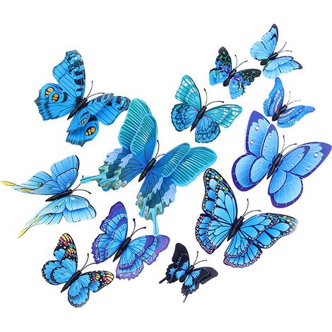 3D Papillons Ailes Doubles Autocollants Muraux Réalistes Décoration Murale pour Maison Marbre Verre (1/5)