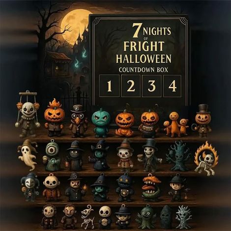 Calendrier de l'Avent d'Halloween 7 - Horreur 2026 - Pendentifs suspendus et mini décorations avec figurines - Coffret cadeau - Figurines d'horreur pour enfants, femmes, adolescents, hommes (7