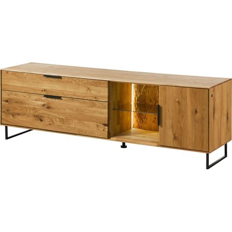 Lowboard Wildeiche mit Holztür 180x43x59 natur geölt LINDAU 25
