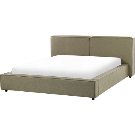 Letto matrimoniale in tessuto verde con struttura a doghe 160 x 200 cm Linards (1/5)