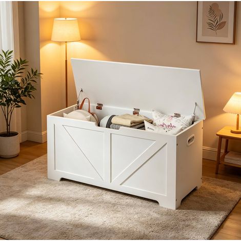 Schuhbank mit Stauraum 100x40x47 cm Holz OKMYHOME (1/5)