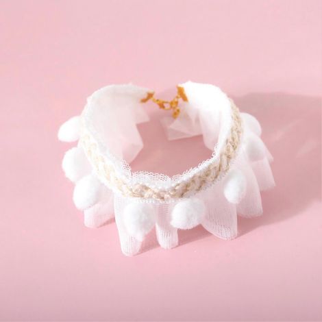 Spitzenhalsband für Katzen und Hunde, leuchtende Farbe, Chinoiserie-Stil, verstellbare Halsgröße, Haustieraccessoire, kleine Größe, elegant und erfrischend (1/5)