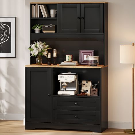 Credenza da cucina 100 x 40 x 163 cm con LED, prese elettriche e USB OKMYHOME (1/5)