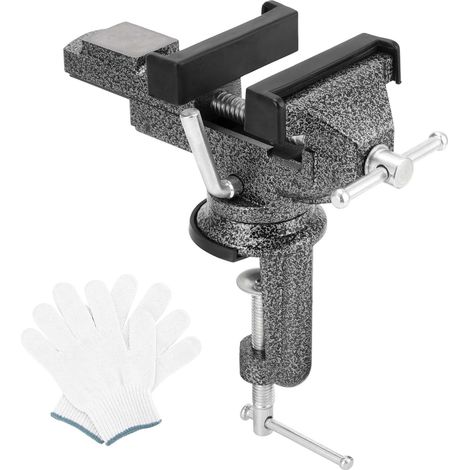 Étau de table universel 76 mm, base pivotante à 360°, mini établi portable pour le travail du bois, le travail des métaux, le perçage, noir