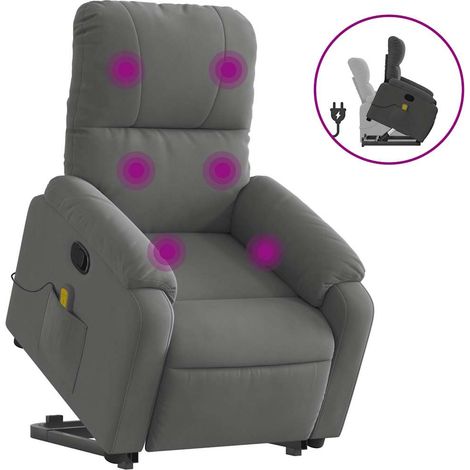 Maison Exclusive - Massagesessel mit Aufstehhilfe Dunkelgrau Mikr