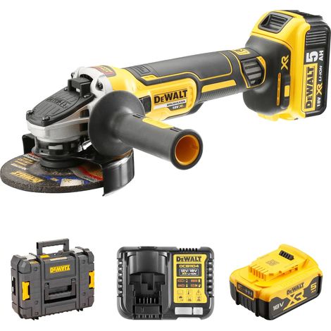 Mini-Amoladora DeWALT DCG405P2T (2 x 5,0 Ah + DCB115 + TSTAK II)