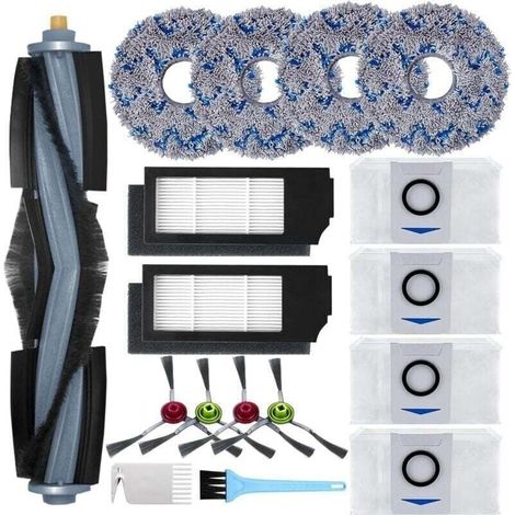 Accessoires pour Ecovacs Deebot X1 Omni / X1 e Omni / X1 Turbo Aspirateur, 1 Brosse principale, 4 Brosses Latérales, 4 Serpillière, 2 Filtres, 4 Sac, 2 Brosse de Nettoyage