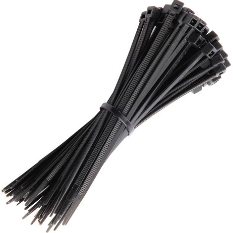 Juego de 1000 bridas negras para cables, resistentes a los rayos UV, con velcro, para gestión de cables, de grado industrial, grandes, resistentes, para interiores y exteriores, 2,5 x 100 mm.