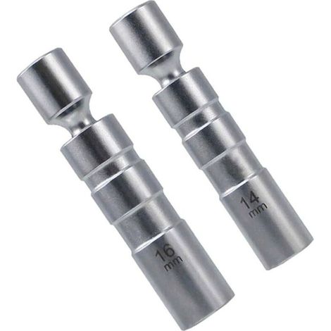 Douille bougie 14mm / clé à bougie 16mm, 2 pièces de clé à bougie, outil spécial pour automobiles, douille à bougie pivotante à paroi mince 12 pans 3/8 pouces CR-V – (1/4)