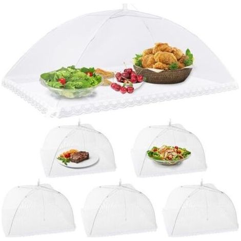 fundas plegables para alimentos, de malla antimoscas, para tienda de campaña y protección contra insectos, para barbacoas, picnics, 1 grande (100 x 60 cm) y 5 estándar. (1/4)