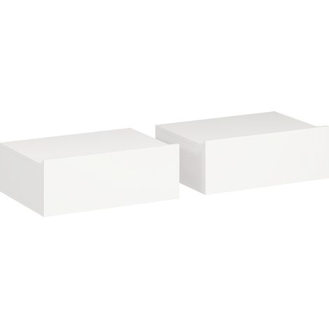 Set di 2 Comodini Sospesi Moderni 40x30x15 cm con Cassetto in Legno Bianco (1/5)