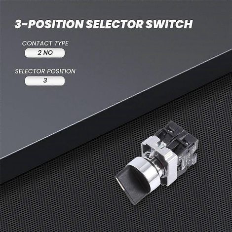 Sélecteur rotatif à trois positions, verrouillage 22 mm, 2 verrouillages normalement ouverts, XB2BD33C (1/5)