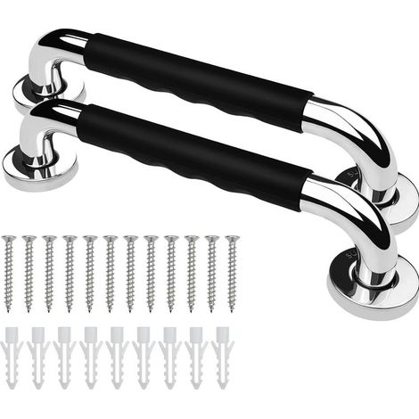Haltegriff für Toilette, 30 cm, 2er-Set, rutschfeste Haltegriffe für Bad, Dusche und Badewanne, Edelstahl, Stützgriff für Senioren/Menschen mit Behinderung/Kinder/Schwangere (1/4)