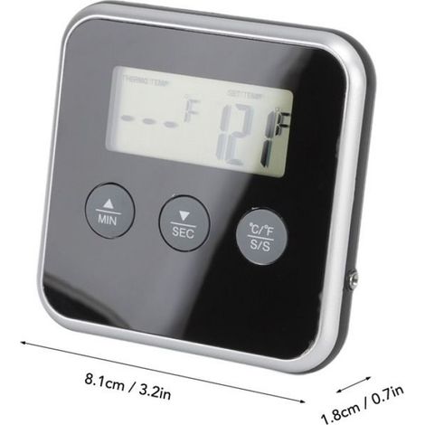 Lot de 2 Thermomètre, Écran LCD, Longue sonde, Minuterie intégrée, Cuisson viande (1/5)