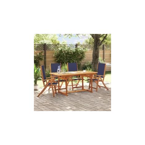 Ensemble à manger de jardin 5pcs bois d'acacia solide textilène (1/5)