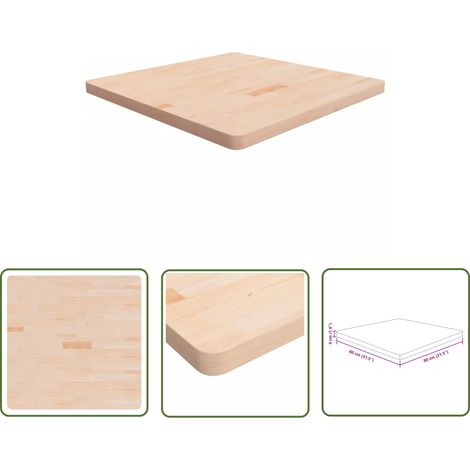 Plateau De Table Plan de travail - carré 80x80x4 cm Bois chêne massif non traité BV890177 - BonneVie (1/4)