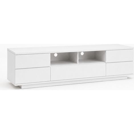 Mobile TV Moderno Con 4 Ante 1 Anta A Ribalta 2 Vani A Giorno Con Passacavi Per Soggiorno Zona Living Salotto In MDF Resistente 180 x 38 x 46 Cm Bianco (1/5)