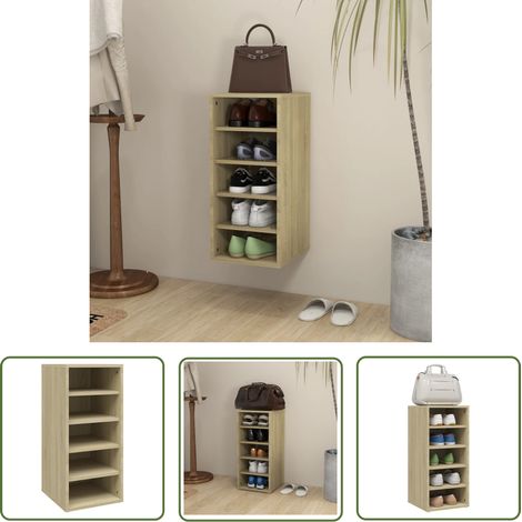 The Living Store Schuhschrank Sonoma-Eiche 31,5x35x70 cm Holzwerkstoff - Schuhschrank - Schuhregal - Holzwerkstoff - Sonoma-Eiche - Garderobe (1/5)