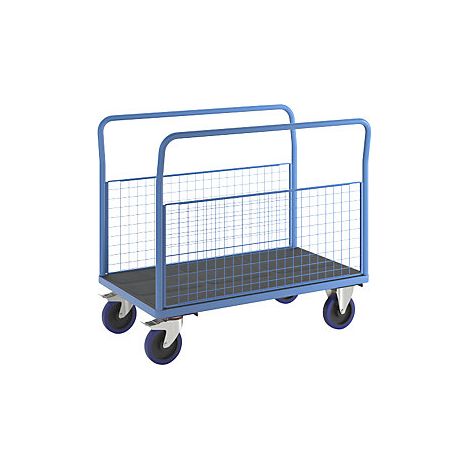 eurokraft pro  Carrello a pianale con sponde grigliate  ruote