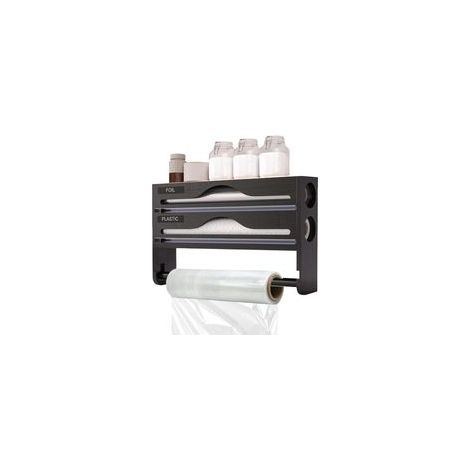 Distributeur de papier aluminium avec coupe-papier, double compartiment, noir (1/4)