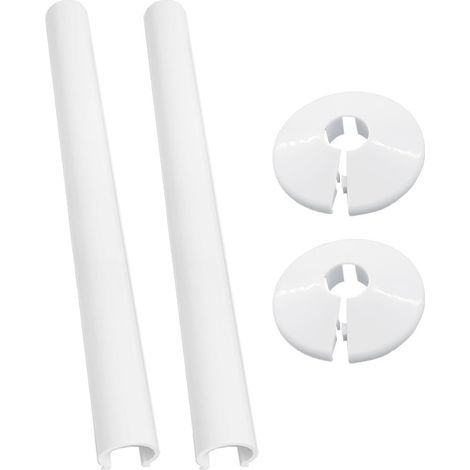 Set dekorativer Abdeckungen für 15 mm Rohre, dekorative Abdeckung für Heizkörperrohre, weiße dekorative Hülse 15 x 200 mm, beinhaltet 2 Rohre und 2 Abdeckungen. (1/4)