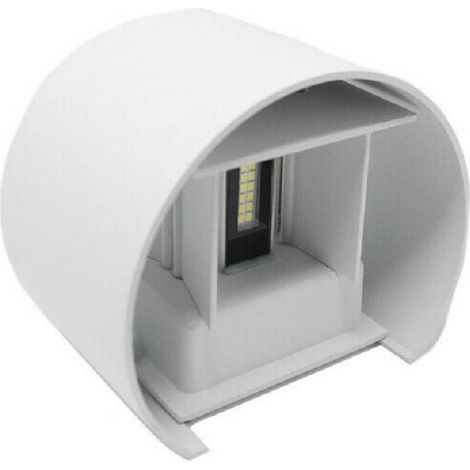 TrAdE Shop Traesio - Applique Parete Muro 28 Led 12 Watt Ip55 Luce Fredda Calda Up & Down Es44 Bianco - -Bianco Freddo - (1/2)