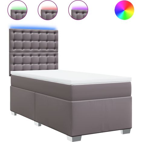 Maison Exclusive - Sommier à lattes de lit avec matelas Gris 90x190 cm Similicuir (1/5)