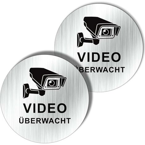 Rigid Aluminium Video Surveillance Sign, Warning Camera Sign, UV and Weather Resistant, Pre-Drilled, 10 cm Rund, Self Adhesive (1/5)