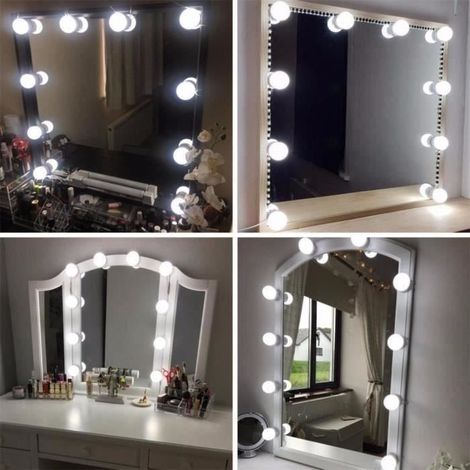 Miroir Maquillage Hollywood - NOVHILL - Lumière LED - Luminosité Réglable - Blanc (1/3)