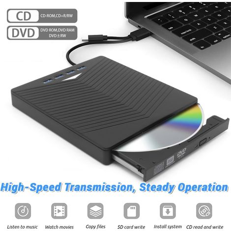 Masterizzatore CD/DVD esterno, unità esterna portatile, masterizzatore DVD/BD 4k con USB 3.0 tipo C, masterizzatore ottico per PC Windows 11 10 8 7