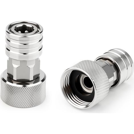 2PCS Adaptateur 3/4" GHT vers raccord rapide 1/4", connecteur acier inoxydable tuyau arrosage vers nettoyeur haute pression, anti-rouille étanche