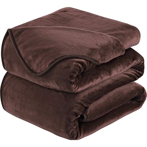 Plaid Couverture Polaire 220x240cm Chocolat Doux et Chaude - 350GSM Couverture de Lit 2 Personnes et Plaid Canapé Flanelle - Réversible Double Face (1/5)