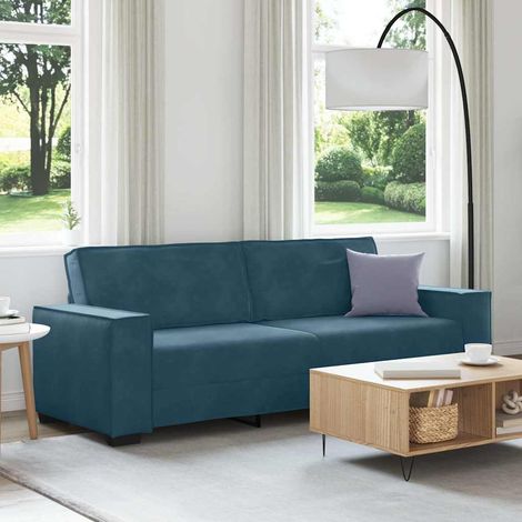 Beyamis Canapé 3 places bleu en velours 220x78x84 cm (1/5)