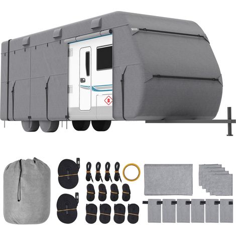 Bâche de protection camping-car, 6,7-7,3 m, housse caravane non tissée à 4 couches, classe A résistant à l'eau, au vent et indéchirable, avec sac de rangement, rustines de réparation, sangles (1/5)